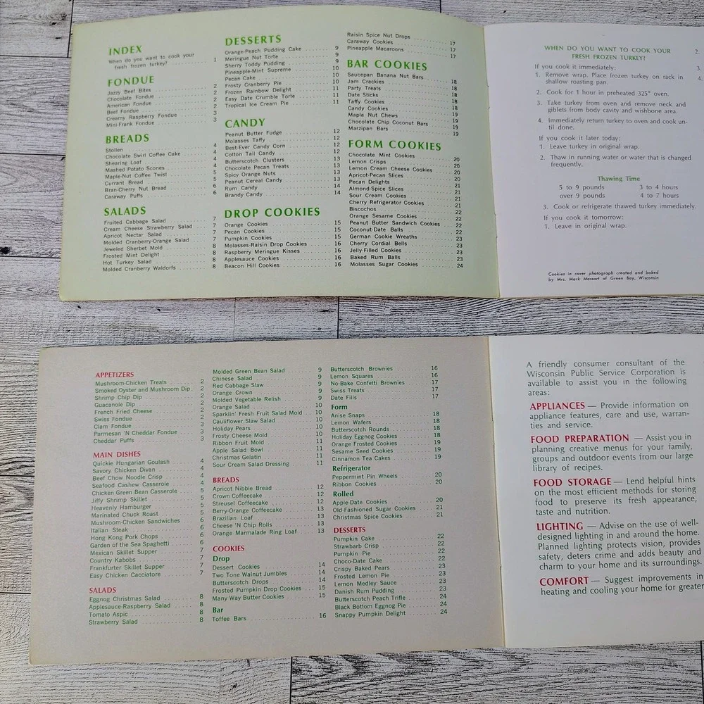 Christmas Cookbook Wisconsin Public Service Lot of 2 Holiday Baking Recipe 1960s